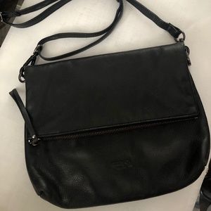 Margot New York Black Leather Crossbody Deep pocket bag